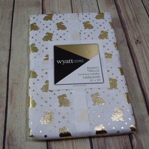 Wyatt Home Gold Foil Metallic Easter Bunny Tablecloth 52x70"